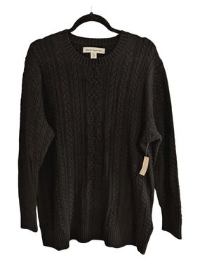 Amazon Essentials Women's Cable Knit Sweater Black Size 1X NWT Cotton
